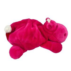 Enesco Nici Hippo Plush Hot Pink Red Heart Bottom Hippopotamus 12‎ Inch Laying